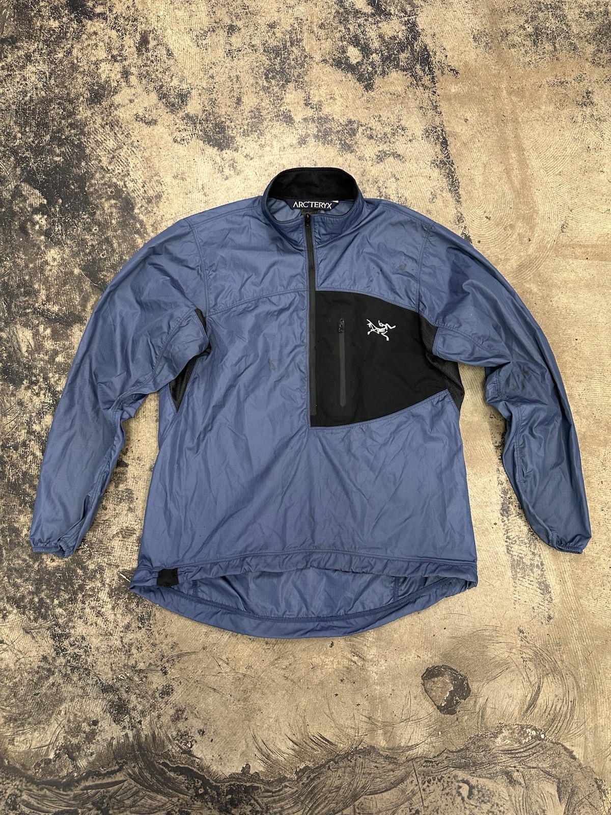 ARC'TERYX Giacca a vento leggera ARCTERYX nylon mezza zip tasca blu navy taglia small