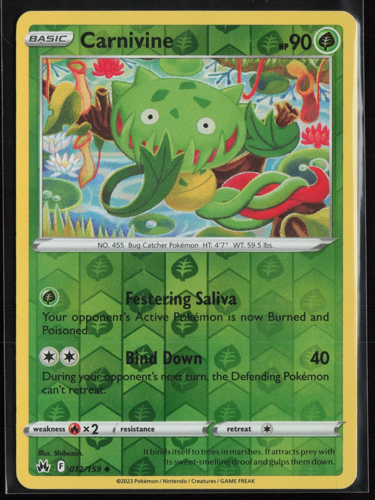 Carnivine 12/159 Reverse Holo - Crown Zenith - PTCG - LP