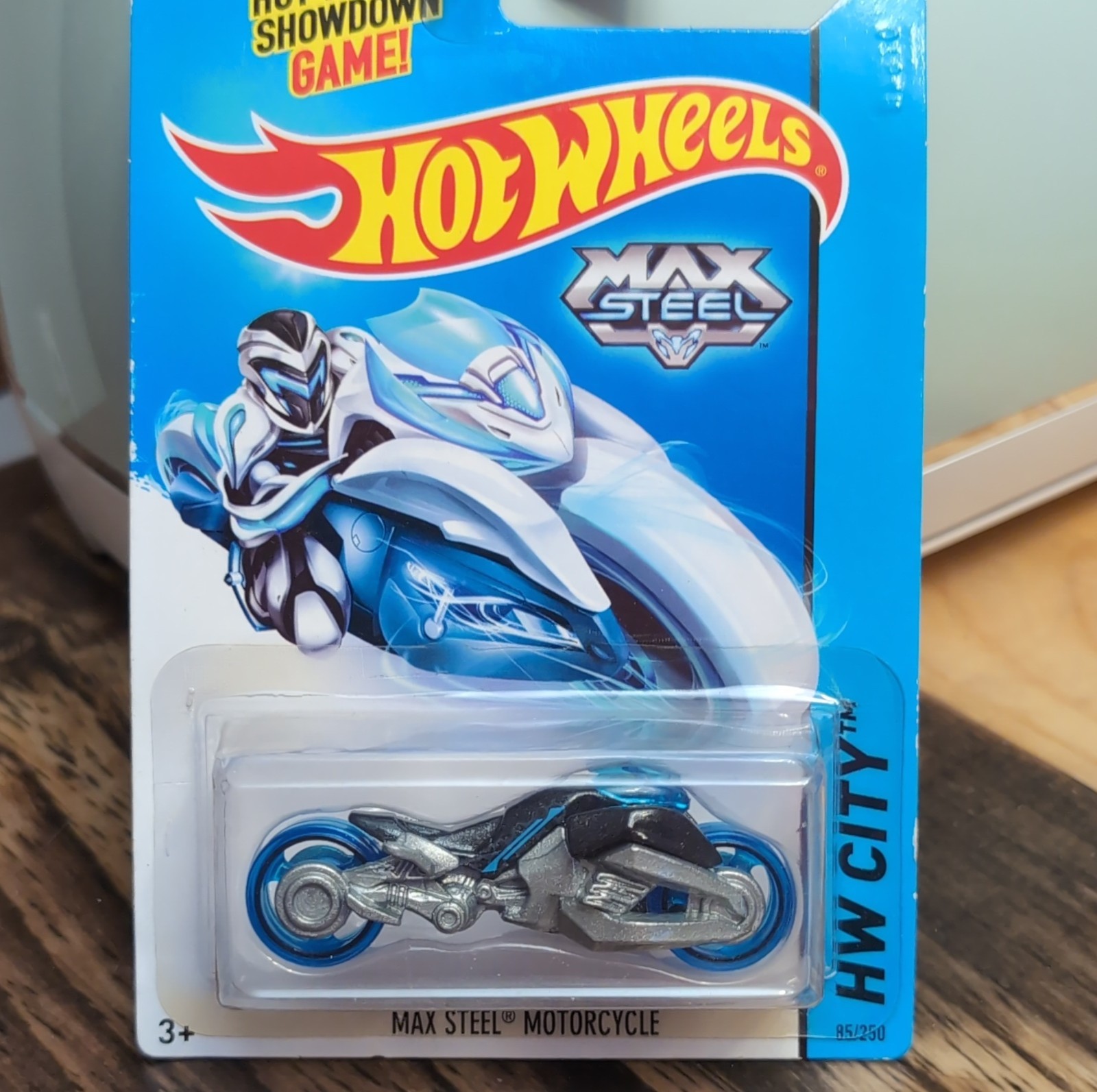 Hot Wheels Max Steel Motorcycle HW City Silver Blue Black 2014 Diecast