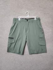 Iron Co Stretch Tech Cargo Shorts Men 34 Cactus Green Lightweight Flex Waist NEW