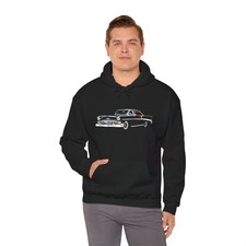1956 Chevy Bel Air Hoodie Classic Car Line Art Pullover Vintage Hot Rod Apparel