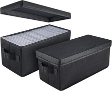 UENTIP CD Storage Boxes - Pack of 2 Case Holder - 13.2" 2 Pack, black