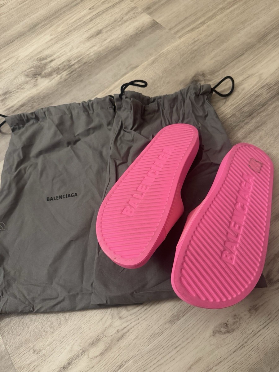 Balenciaga Pink Logo Slide Sandals Women Casual Summer with Dust
