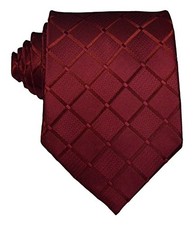 New Classic Men's Plaids Checks Silk Tie Necktie Dark Red