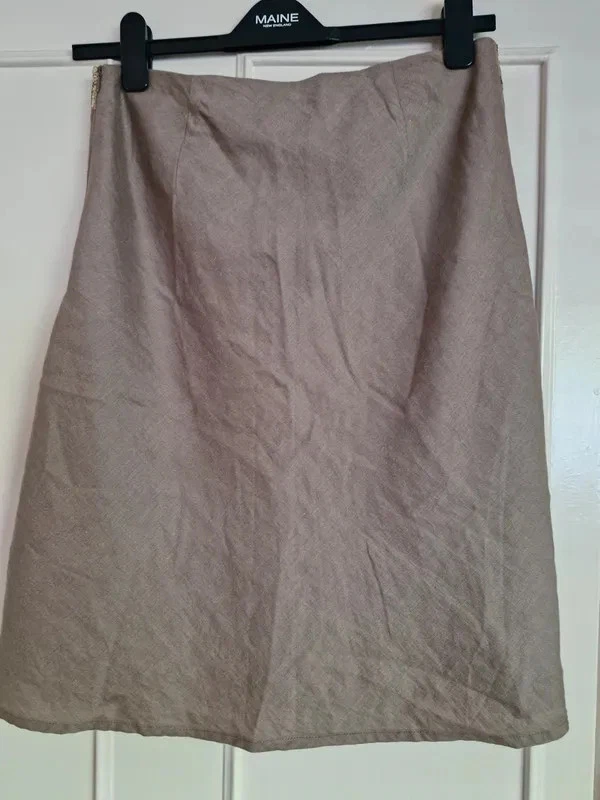 Mexx Beige Damas Lino Falda Con Acabado Dorado UK 10 12 Foto 4 de 4