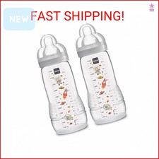 MAM Easy Active Baby Bottles 11oz, Fast Flow Skinsoft Silicone Nipple with Wide