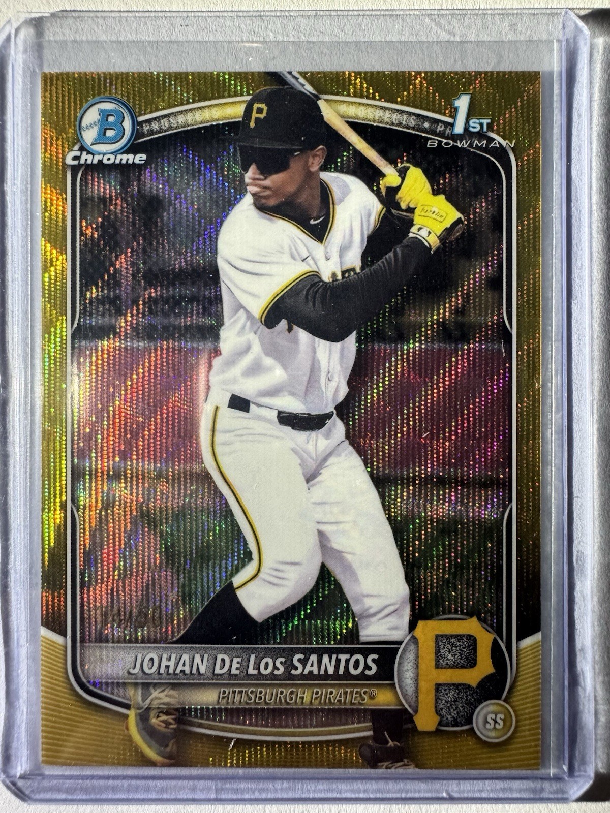 2025 Bowman Chrome Johan De Los Santos Gold Wave /50 Rookie RC #BCP-163