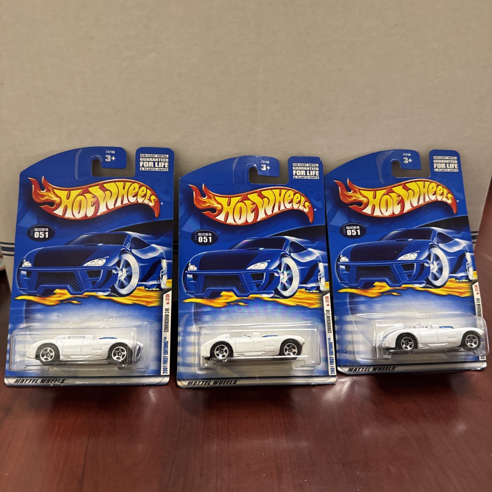 (3). Hot Wheels 2001 1st Edition Cunningham C4R Read Description