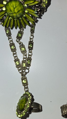 Lote De 2 Anillos Brazalete Esclavo Indio Boho Tono Bronce Ornamentado Floral Verde Rojo - Imagen 2 de 10