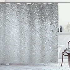 Geometric Shower Curtain, Small Dot Tiles 69"W x 70"L Pack of 1 Pale Slate