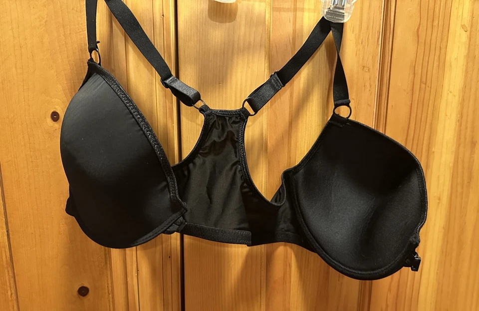 Sujetador Angelina Raceback, cierre delantero, negro, con aros, acolchado, 40DD, nuevo/etiquetas Foto 4 de 4