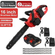16inch Electric 42V Chainsaw Cordless Handheld Saw 2Battery + 3Chains for Makita