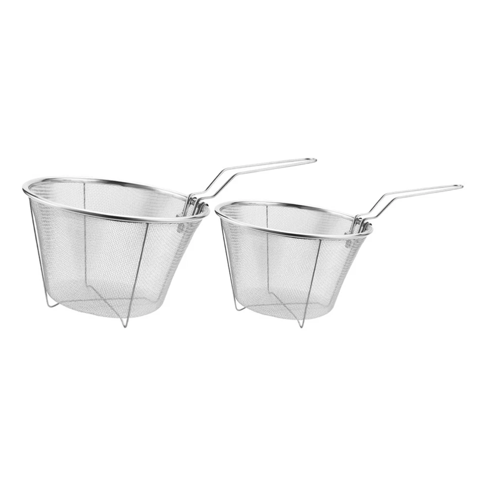 2 Pcs Frying Basket with Two Handles Small Deep Reusable Chips - Image 3 of 4