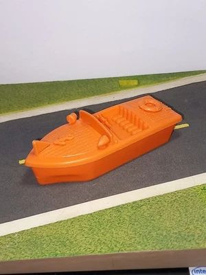 BONUX BATEAU HORS BORD ORANGE 11 cm PLASTIQUE SOUFFLE COMME NEUF - Photo 1/3