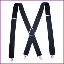 Suspenders Men 4 Clip 3.5cm Width Braces Adjustable Elastic X Back Pants