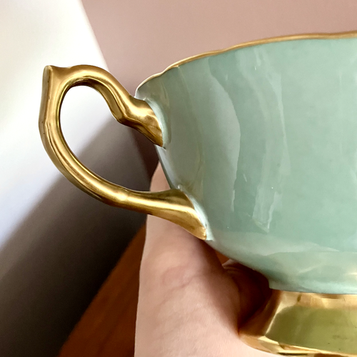 HAMMERSLEY Vintage Bone China Tea Cup Saucer Blue Gold Fruit Nuts Grapes Leaf - Picture 12 of 15
