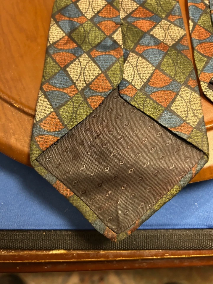 Corbata geométrica abstracta de seda 100 % importada Cezani multicolor para hombre Italia Foto 4 de 4