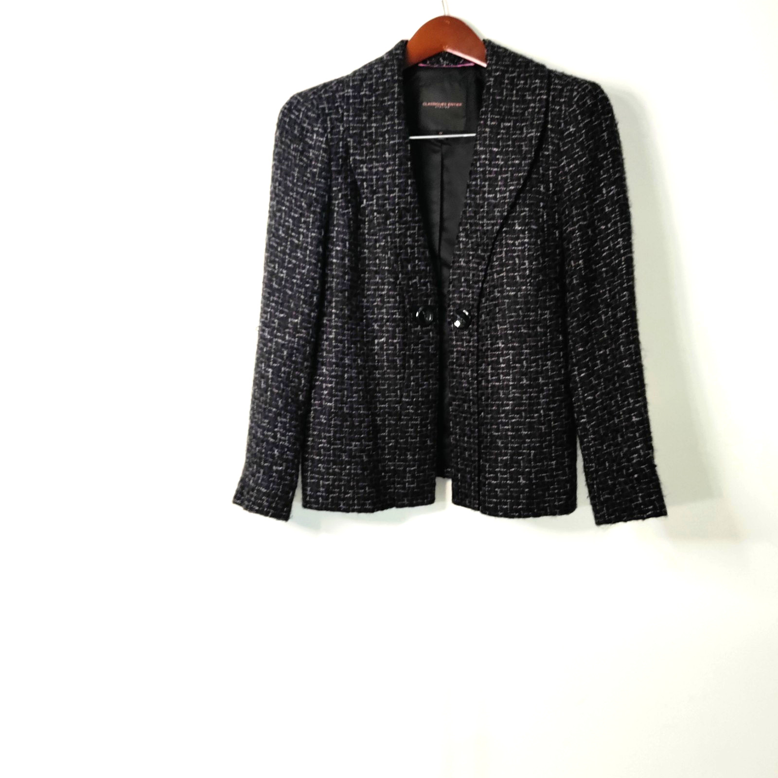 Nordstrom Classiques Entier Women Tweed Jacket Blazer Open Front M Office Casual