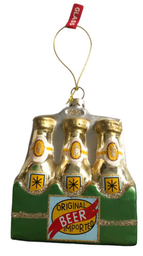 Six Pack Original Imported Beer Polish Mouth Blown Glass Christmas Ornament - Picture 4 of 6