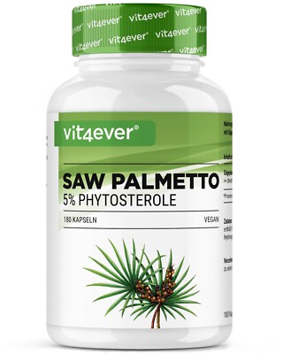 Saw Palmetto Intenso - 180 Kapseln (vegan) hochdosiert mit 500mg  5% Phytoserol