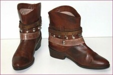 Stivaletti Janet & Janet tutta pelle marrone cognac cinghie taglia 37 TBE