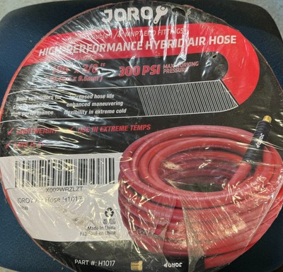 JOROY #H1017 Air Hose, 3/8-Inch X 100 FT Air Hose, Dbl 1/4'' MNTP End Fittings