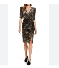 Eliza J Plaid Ruched Mutli Color V-Neck Women Dress Size 14 Brand NWT