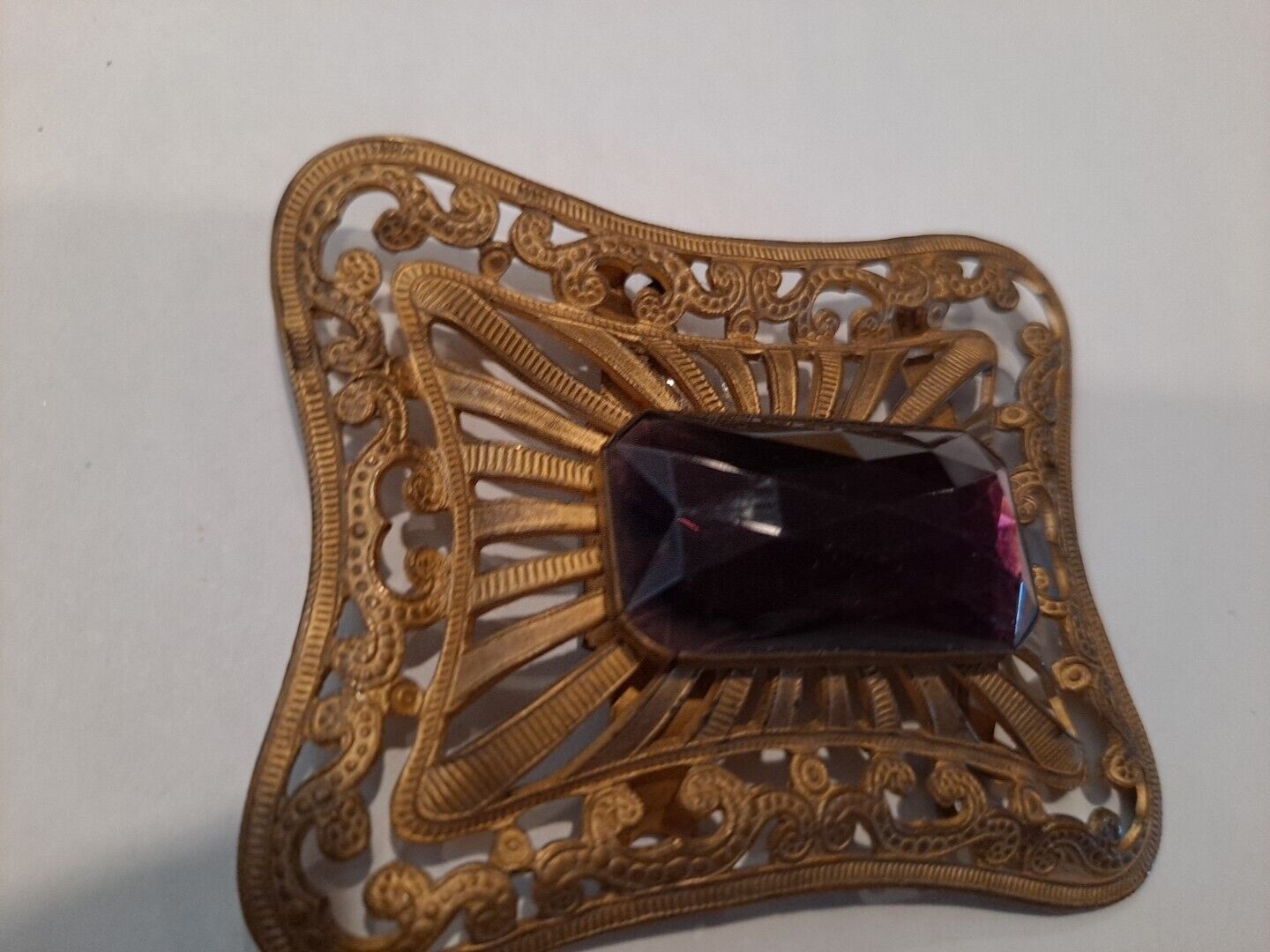 Antique Victorian Buckle W Amethyst Colored Stone… - image 6