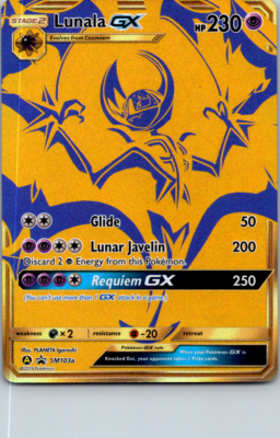 Lunala GX SM103a NM Black Star Promo Hidden Fates Gold Full Art