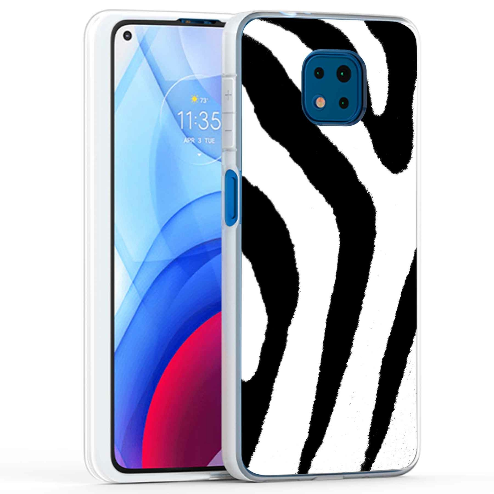 Phone Case Cover for Motorola Moto G Power 2021,Blk Wht Zebra Stripe Print, USA