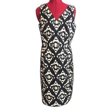Talbots Dress Women’s Size 8 Navy Blue & White Cotton Sleeveless Sheath Classic