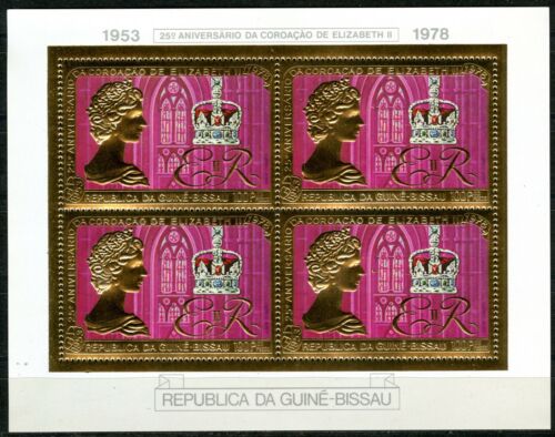 Guinée-Bissau 1978 , 25ème Anniversaire  Elisabeth II , Gold Foil Michel 491 A  - Afbeelding 1 van 1