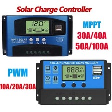 100A Solar Panel Regulator Charge Controller 30A 40A 60A PWM MPPT Auto Dual USB