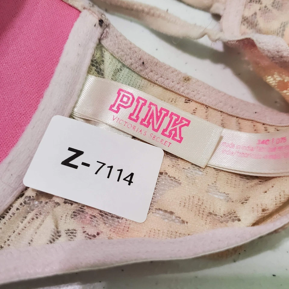 Sujetador ROSA Mujer 34C Beige Ombre Floral Ligeramente Forrado Encaje Victoria's Secret Foto 2 de 4