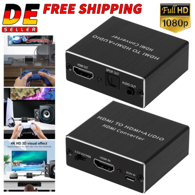 HDMI Stereo Audio Extractor Converter 4K * 2K HDMI to HDMI + Optical SPDIF 3.5mm