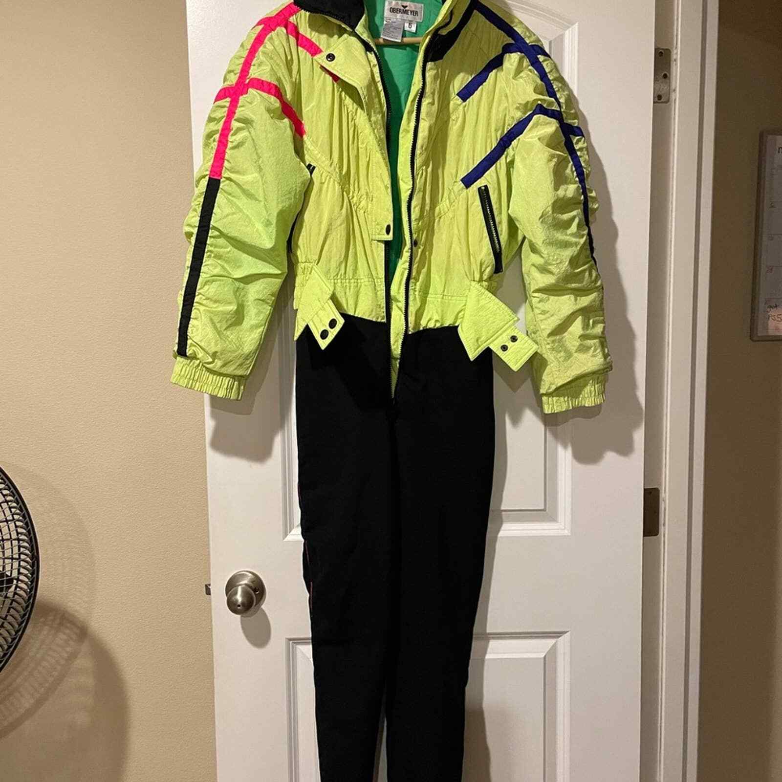 ski Suit, women’s retro 80’s Vintage neon Gem