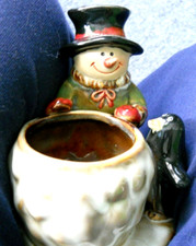 Błyszczący ceramiczny świecznik Snowman & Penguin, Boże Narodzenie lub nie