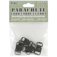 Parachute Cord Bracelet Buckles 12mm 6 Pcs Pkg Black 725879306748 NEW SEALED