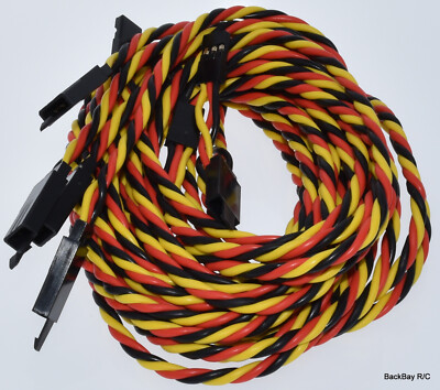 Servomuto Bianco Cavo Prolunga Servo Futaba Twisted 22AWG Da 90cm (~36 Pollici) Con Clip Di Sicurezza - 5 Pezzi Prolunga Servo Futaba 90cm