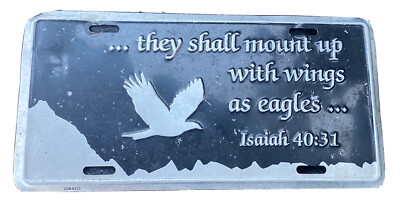 Vintage they shall mount up with wings as eagles car tag plate. isaiah 40:31