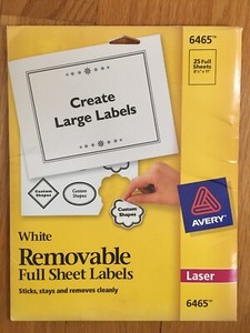 Avery Removable Multi-Use Labels 8 1/2 x 11 6465 - Open Pack 16 Sheets