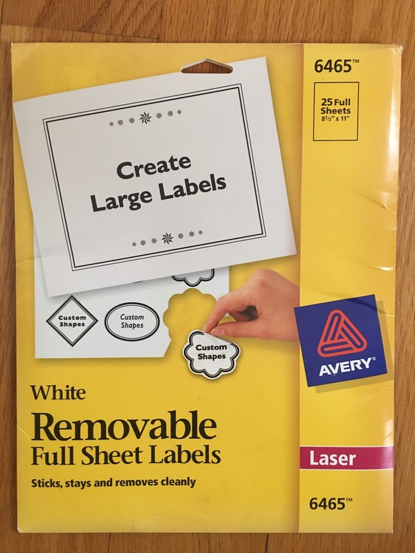 Avery Removable Multi-Use Labels 8 1/2 x 11 6465 - Open Pack 16 Sheets