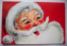 Jolly Santa Claus Hallmark vintage Christmas Greeting Card T11