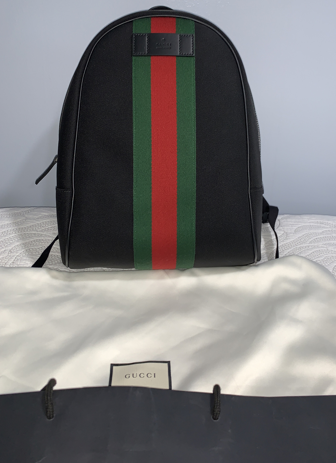 gucci black canvas backpack
