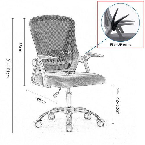 Mesh Back Home Office Chair with Armrest Swivel 5 Casters Computer Desk Chair - Picture 82 of 231