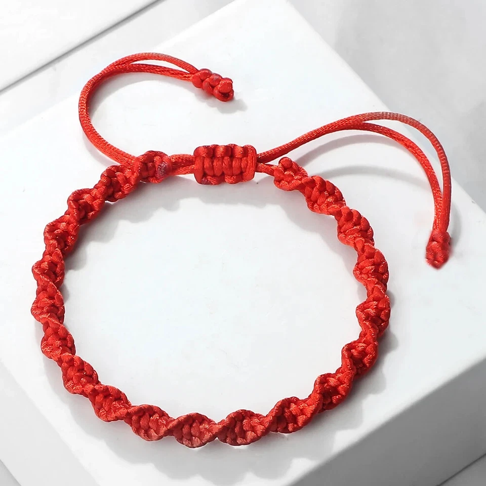 Geflochtenes Armband Damen Herren Rot Farbe Schnur Armband Verstellbarer - Bild 3 von 3