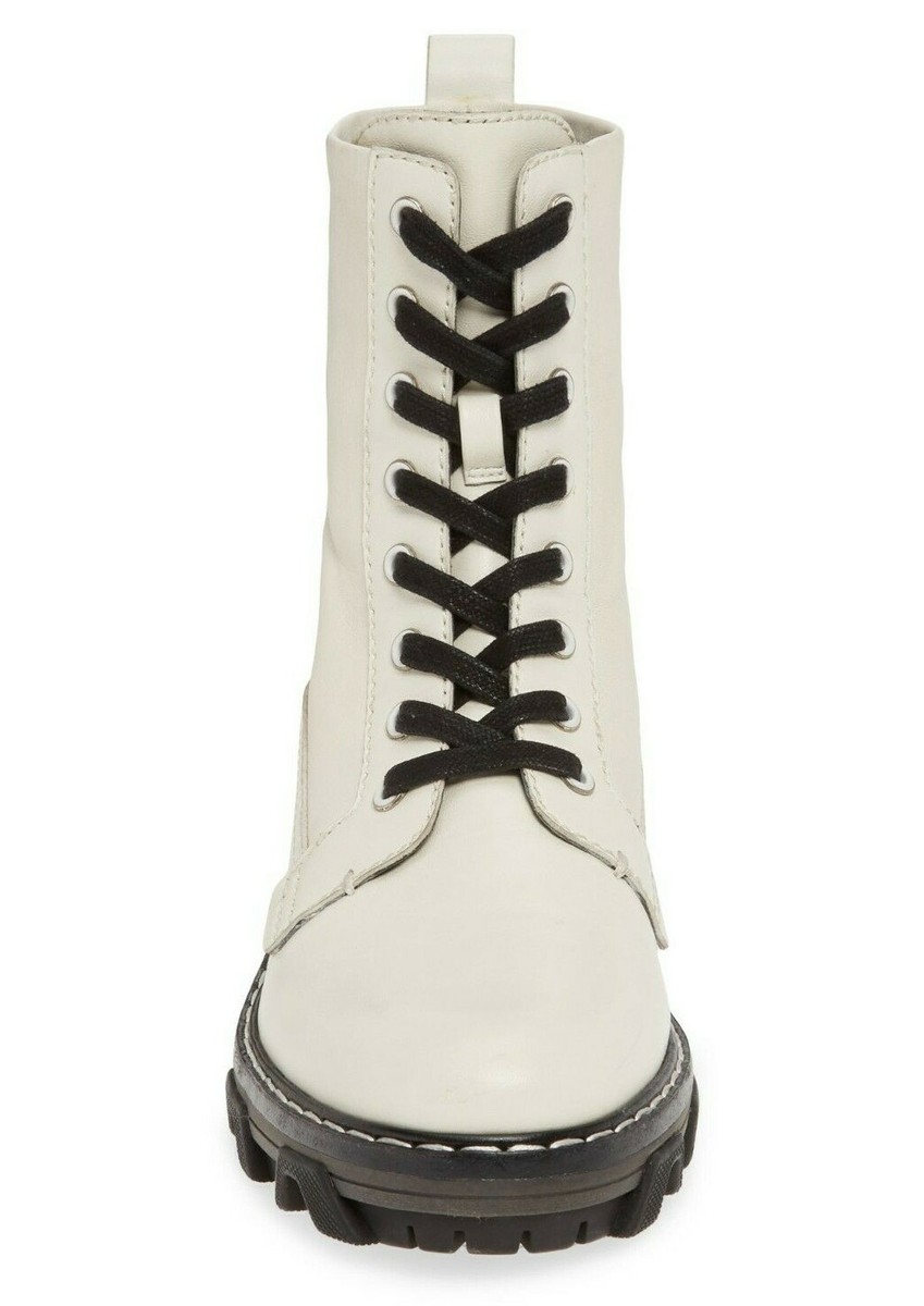 Rag Bone Shiloh Women's Leather Combat Boots Antique White Size
