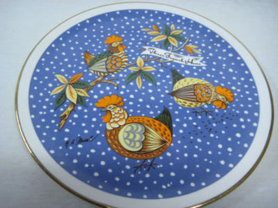 The Twelve Days Of Christmas Three French Hens Plate
