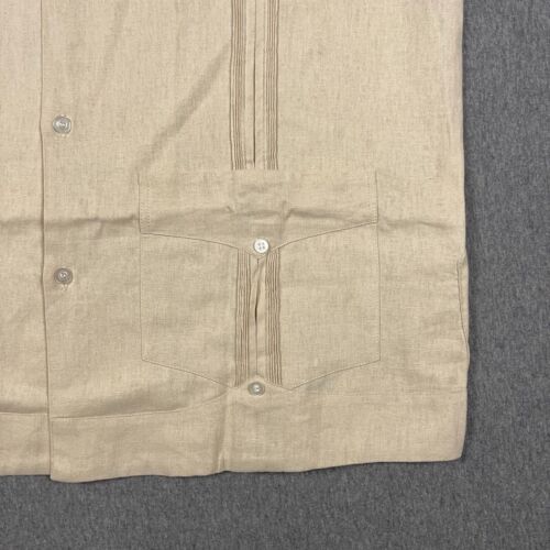 Colli Guayabera Shirt Mens 42 Linen Pockets Short Sleeve Loop Collar VTG NWOT - Picture 8 of 14