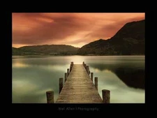 Ullswater - Mel Allen Art Print Sunset Lake Pier Dock Mountains Poster 31.5x23.5
